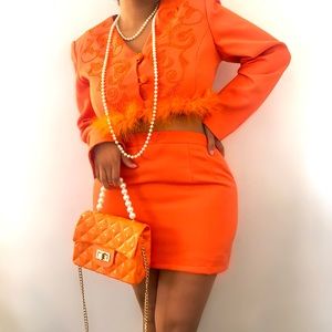 Vintage reworked orange skirt set